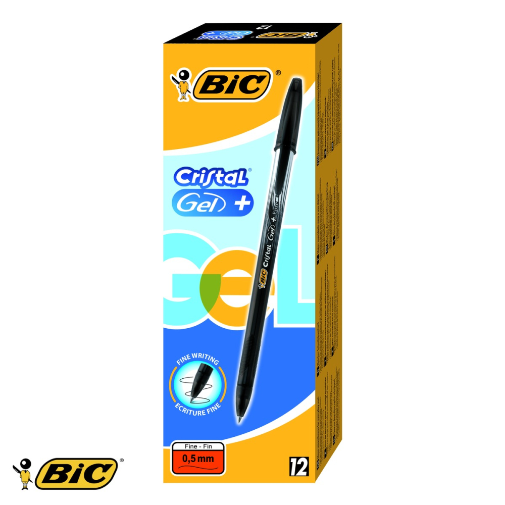 Roller gel negru Bic Cristal V3, varf 0.5mm, scriere fluida si grip aderent [4]