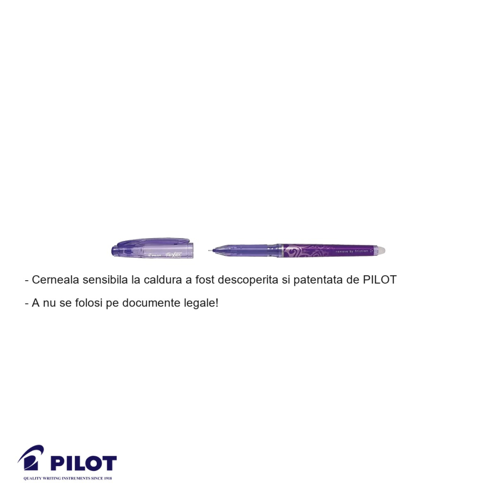 Roller Pilot FriXion Ball 0.5mm mov, cerneala termosensibila, scrie si sterge fara a deteriora hartia [2]