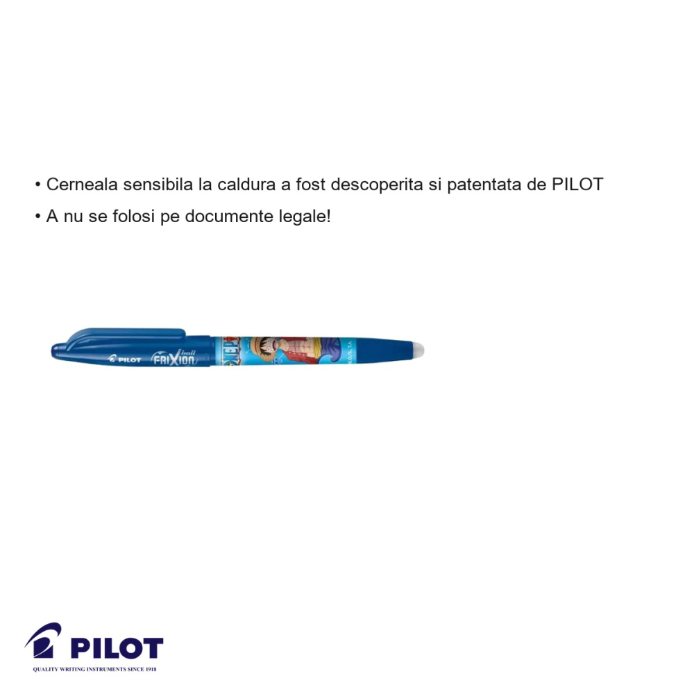 Roller Pilot Frixion Ball 0.7 mm albastru, editie limitata One Piece, cerneala termosensibila [3]