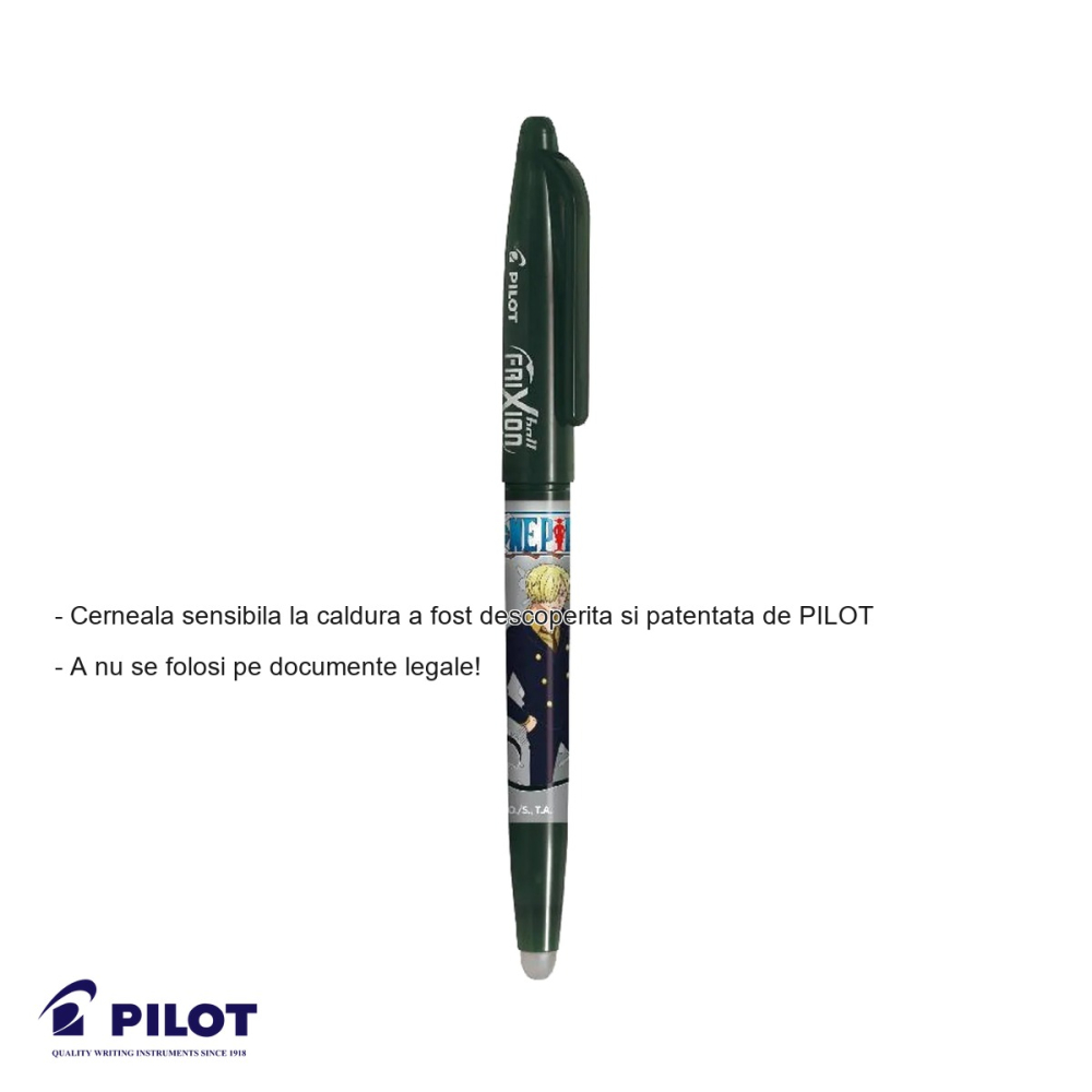 Roller Pilot Frixion Ball 0.7 mm negru, editie limitata One Piece, cu cerneala termosensibila [2]