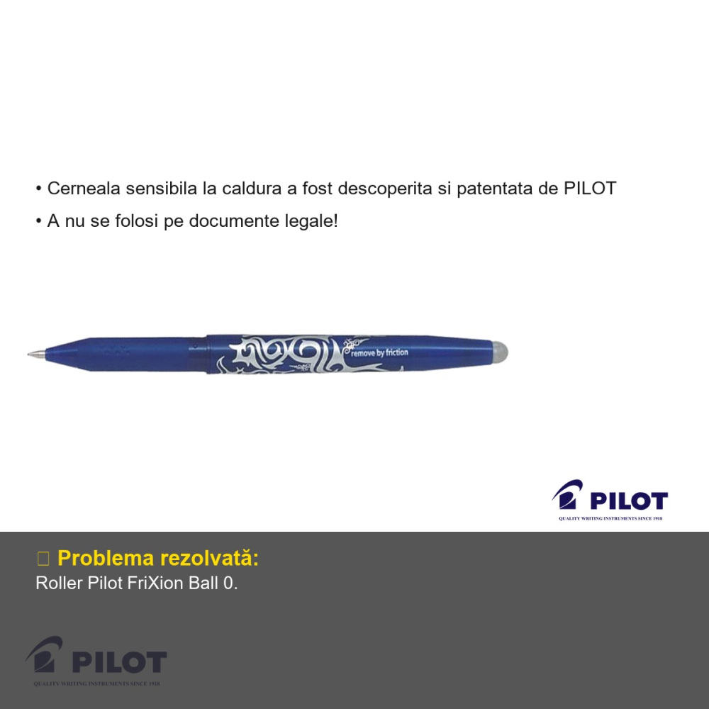 Roller Pilot FriXion Ball 0.7mm albastru, cerneala termosensibila, scriere si stergere repetata [3]