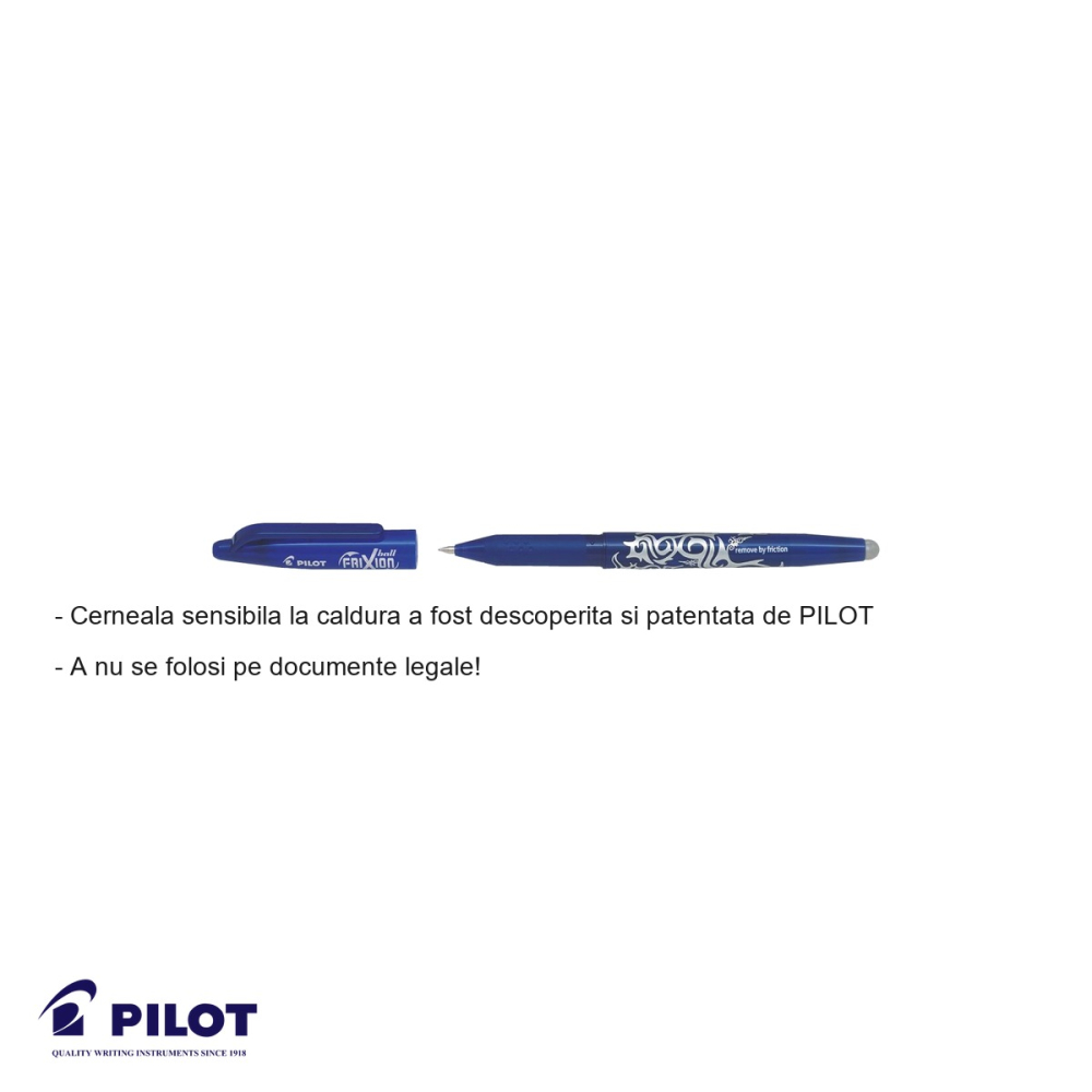 Roller Pilot FriXion Ball 0.7mm albastru, cerneala termosensibila, scriere si stergere repetata [2]