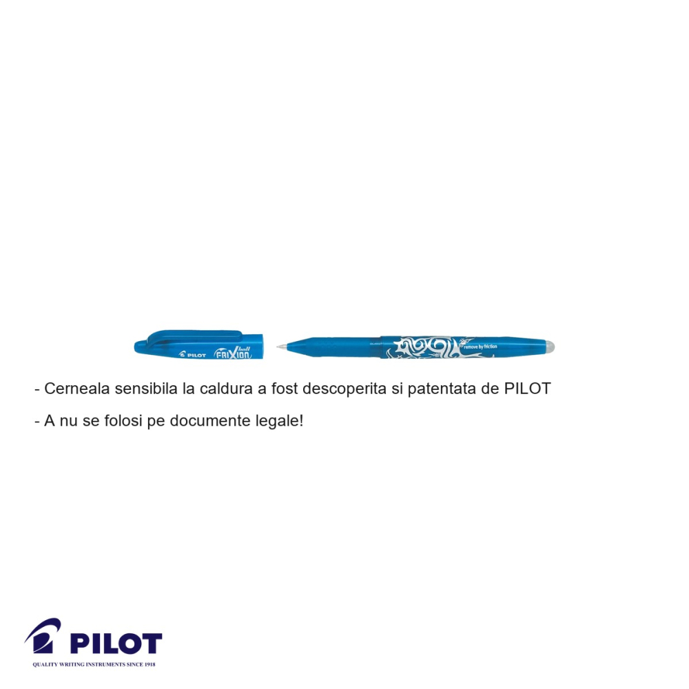 Roller Pilot FriXion Ball 0.7mm albastru deschis, cerneala termosensibila, scriere si stergere fara deteriorarea hartiei [2]