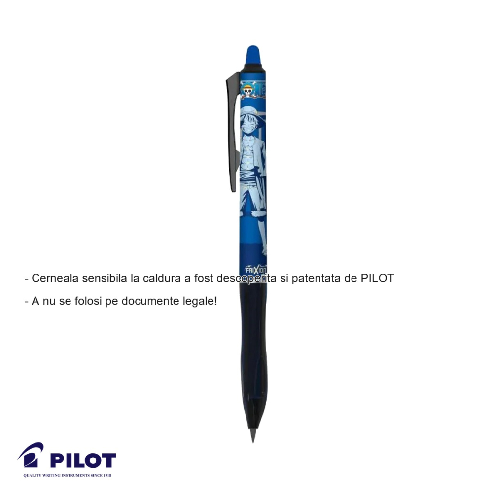 Roller Pilot Frixion Plus 0.7 mm albastru cu mecanism, editie limitata One Piece, personaje anime [2]