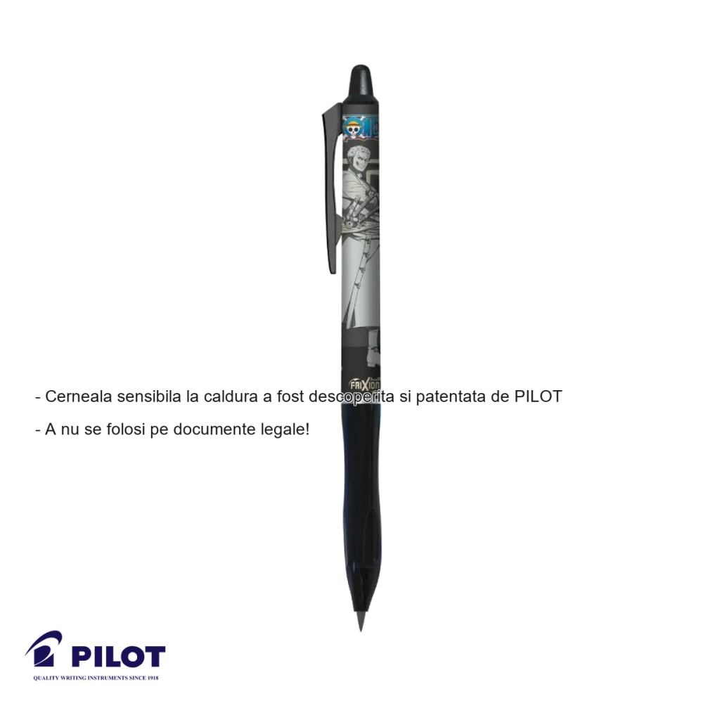 Roller Pilot Frixion Plus 0.7 mm negru, editie limitata One Piece, cerneala termosensibila [2]