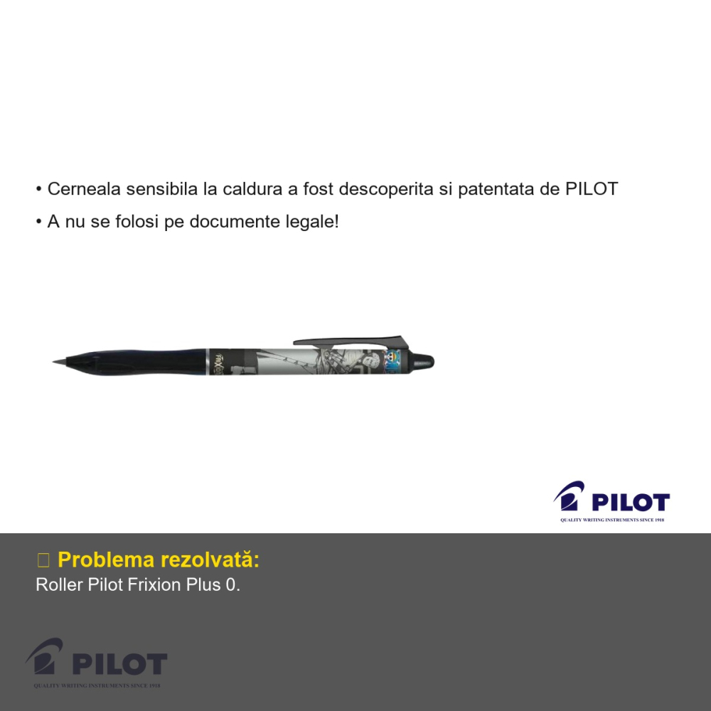 Roller Pilot Frixion Plus 0.7 mm negru, editie limitata One Piece, cerneala termosensibila [3]