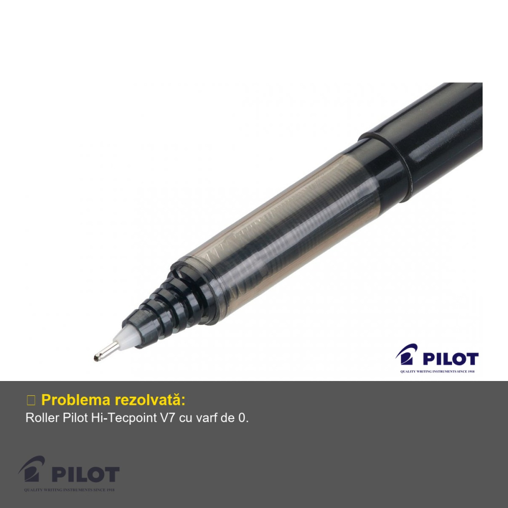 Roller Pilot Hi-Tecpoint V7, varf 0.7mm, cerneala lichida neagra, pentru scriere precisa si confortabila [4]