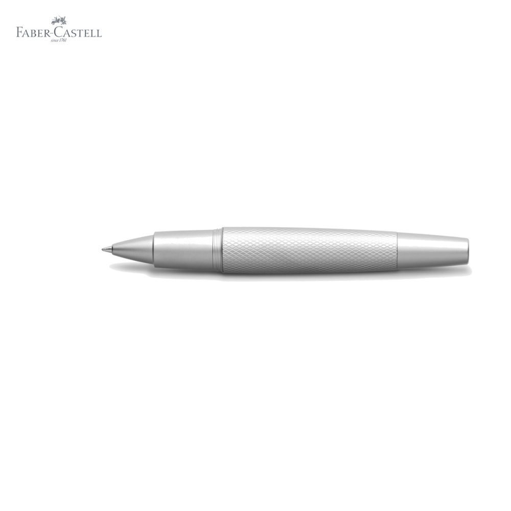 Roller premium Faber-Castell e-motion Pure Silver, corp aluminiu cromat guilloche, varf ceramic negru, pentru birou si scriere eleganta [5]