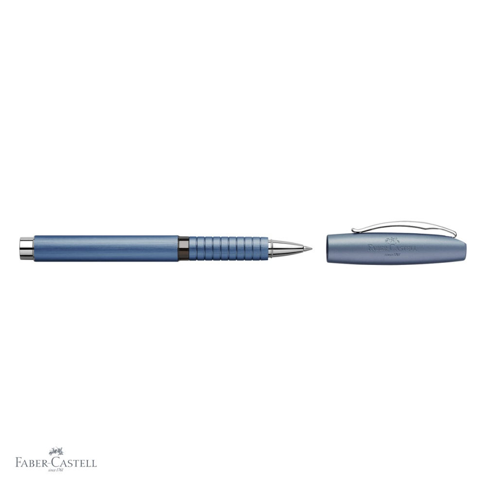 Roller premium Faber-Castell Essentio Aluminium, corp albastru cu accesorii cromate, pentru scriere fluenta la birou [4]