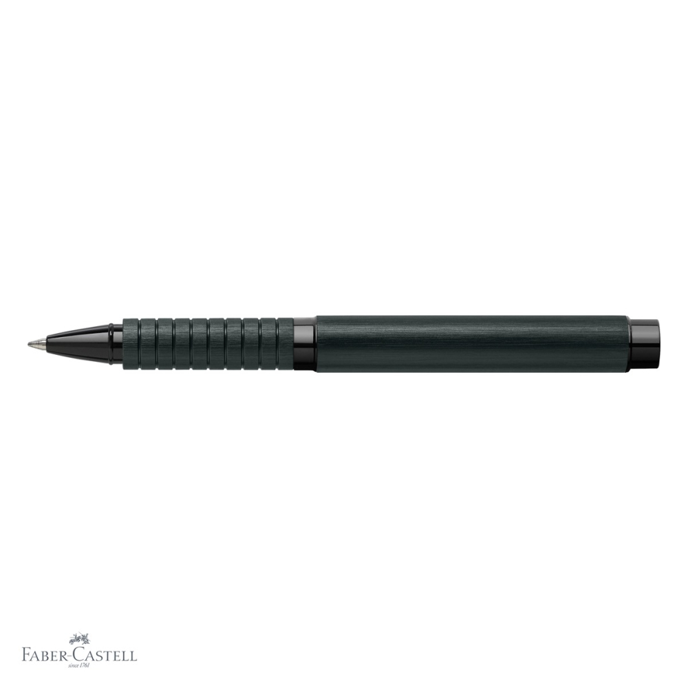 Roller premium Faber-Castell Essentio Aluminium negru, corp metalic, cerneala neagra cu uscare rapida [4]