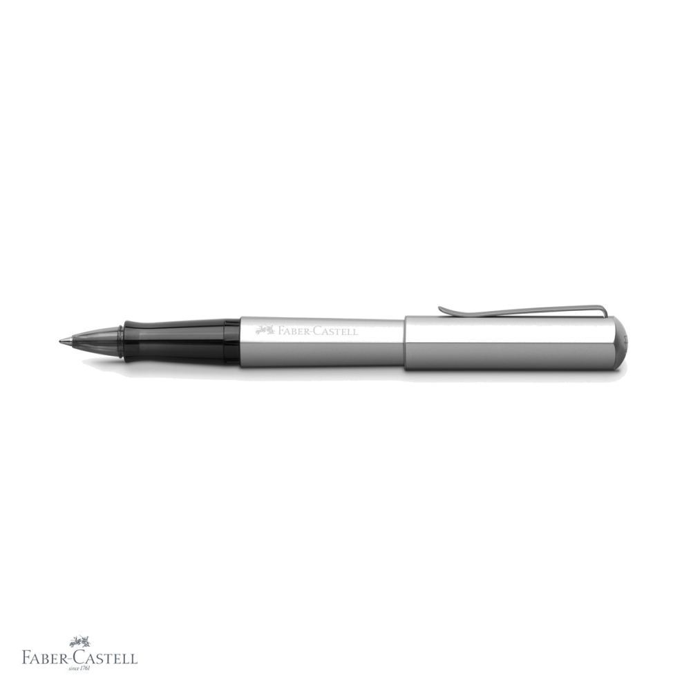 Roller premium Faber-Castell Hexo, corp hexagonal din aluminiu argintiu, grip ergonomic, pentru scriere confortabila [4]