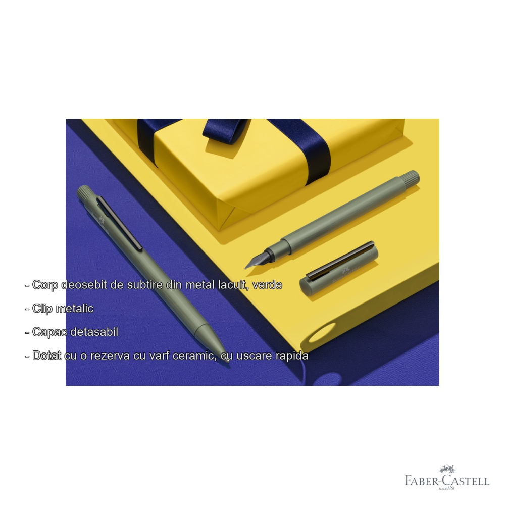 Roller premium Faber-Castell Neo Slim, corp subtire din metal lacuit verde, pentru profesionisti [2]
