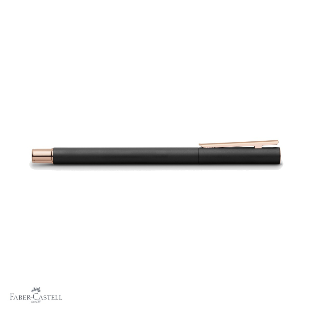 Roller premium Faber-Castell Neo Slim Metal, corp negru mat cu accente rose gold, pentru scriere eleganta [4]
