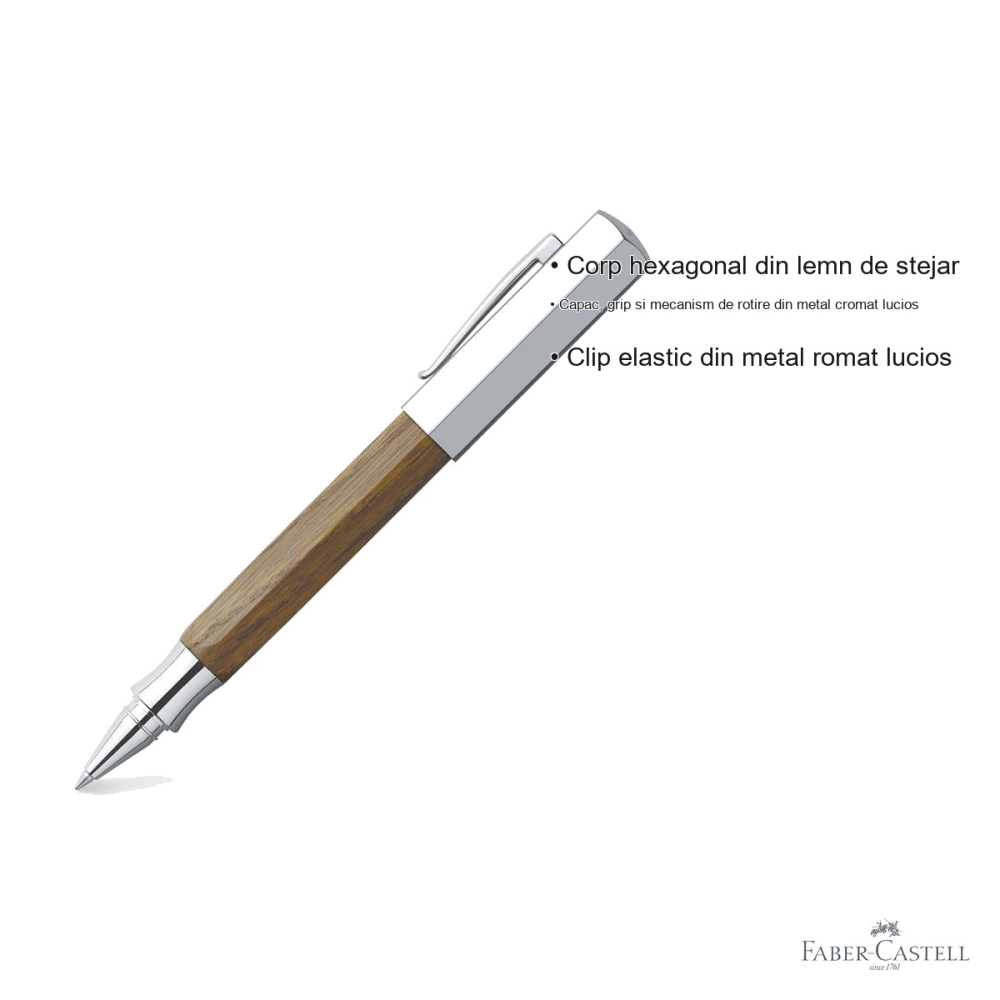 Roller premium Faber-Castell Ondoro din lemn de stejar, varf ceramic, corp hexagonal [3]