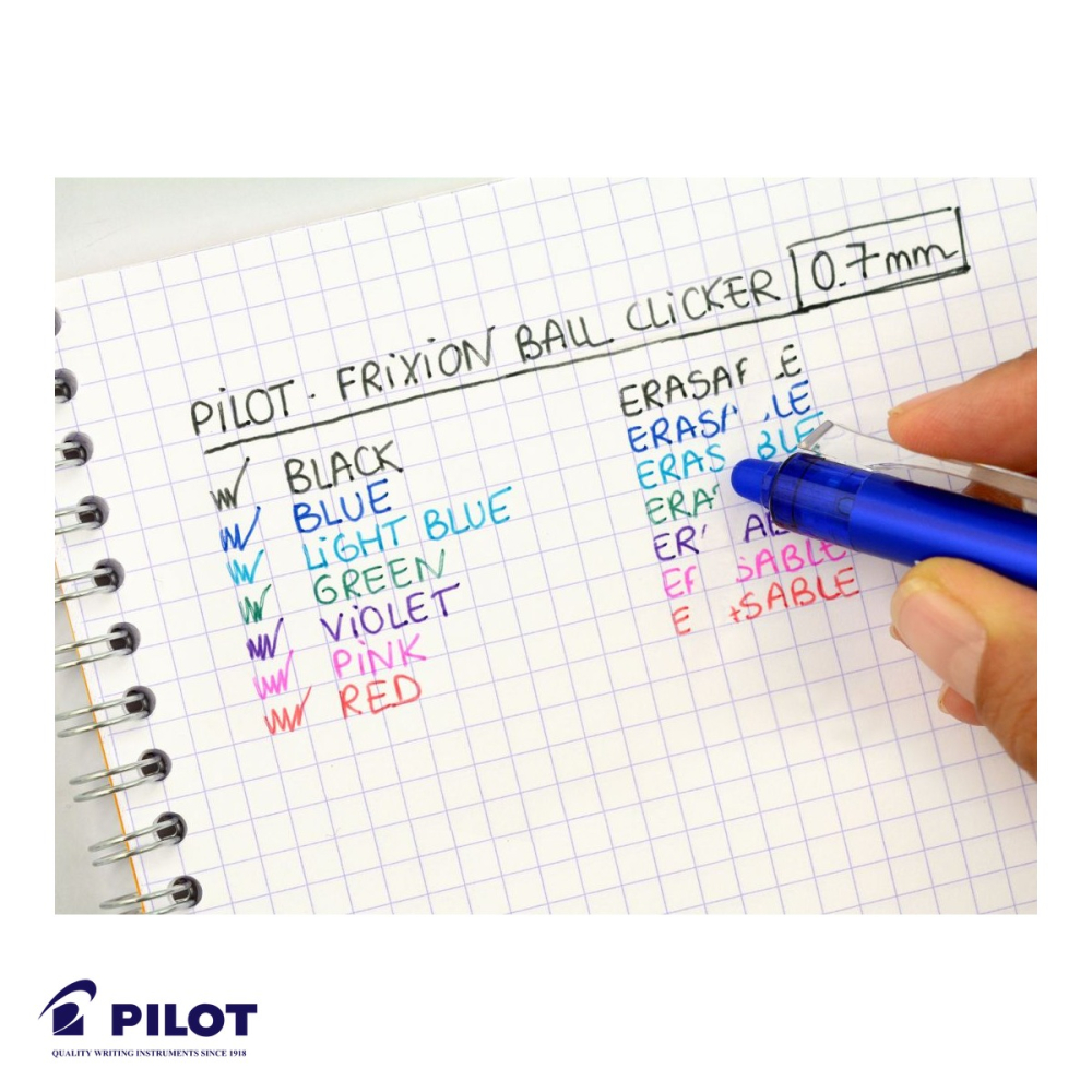 Roller retractabil Pilot FriXion Clicker 0.7mm, cerneala albastru deschis, ergonomic si reincarcabil [4]