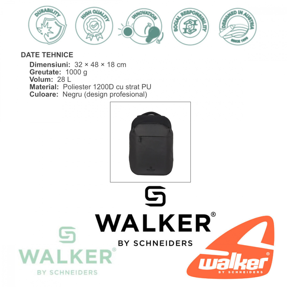 Rucsac Business CEO, produs Walker by Schneiders, 32x48x18 cm, negru [8]