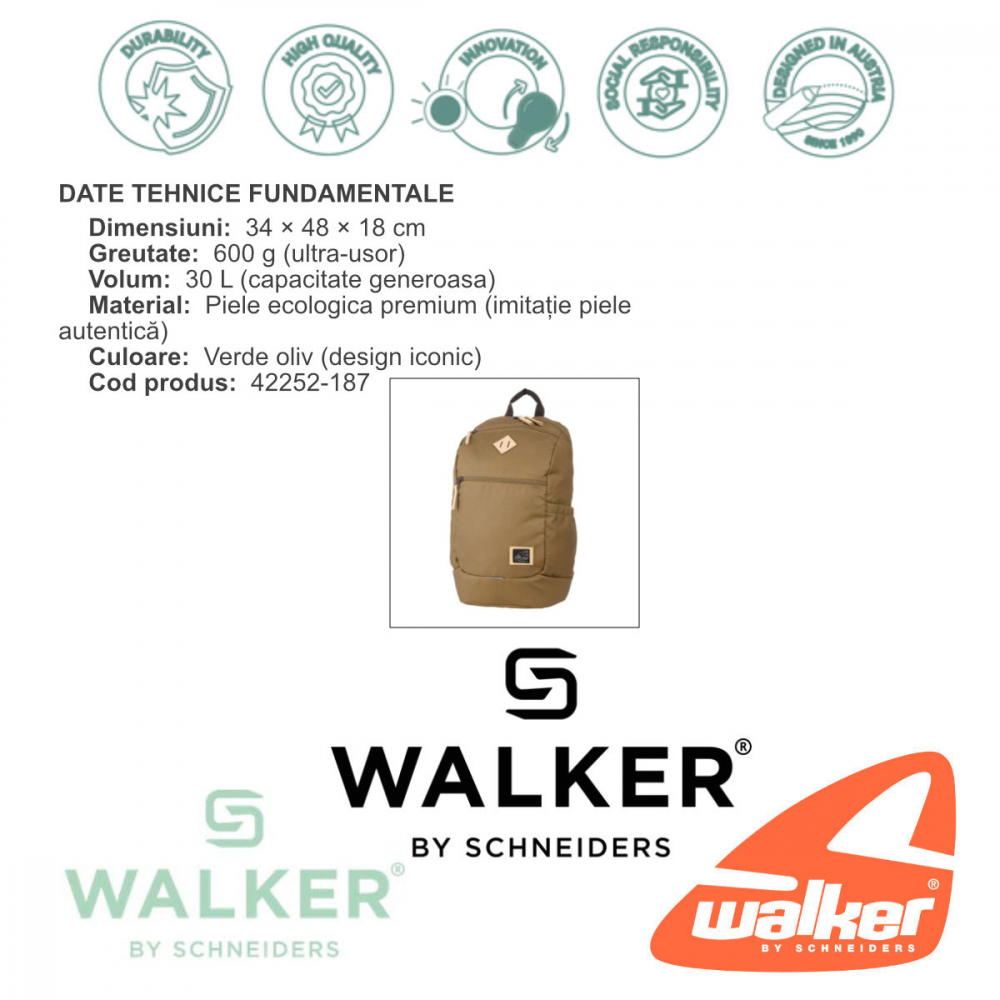 Rucsac Icon, produs Walker by Schneiders, 34x48x18 cm, verde oliv [4]