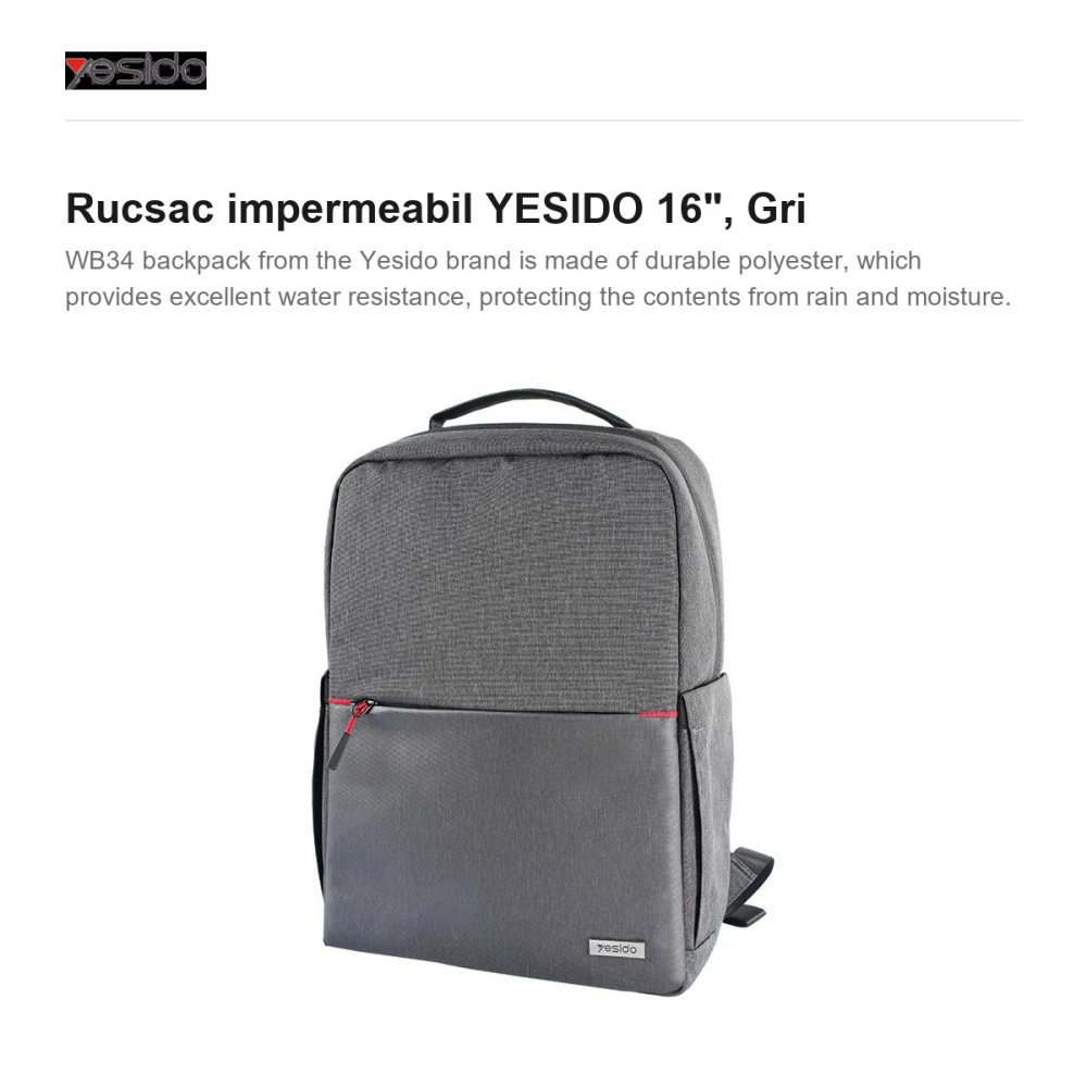Rucsac impermeabil YESIDO 16", Gri [2]