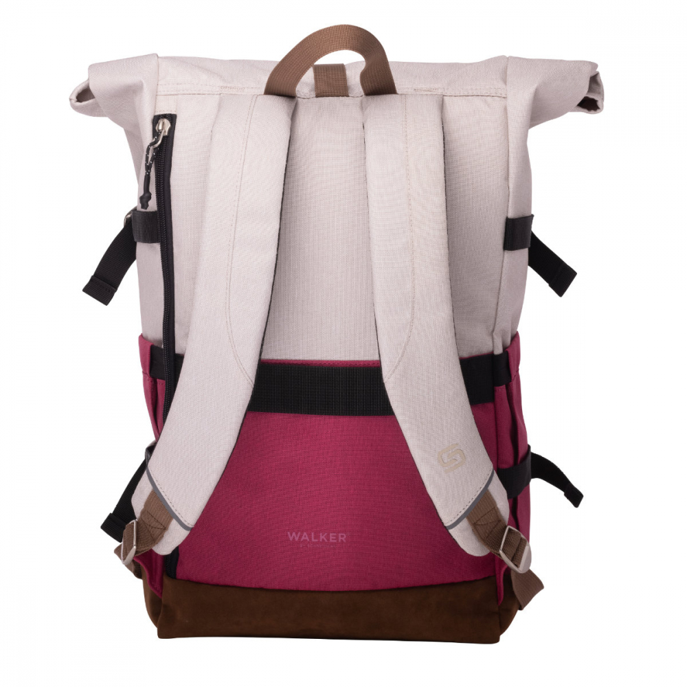 Rucsac lifestyle Roll Up Two, produs Walker by Schneiders, 29x45-64x17 cm, crem popcorn-roz magenta [4]