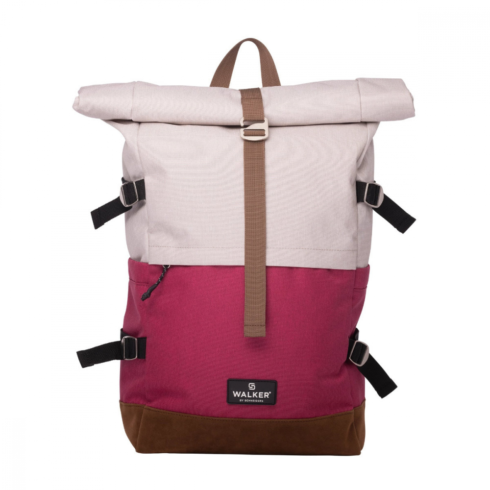 Rucsac lifestyle Roll Up Two, produs Walker by Schneiders, 29x45-64x17 cm, crem popcorn-roz magenta [1]
