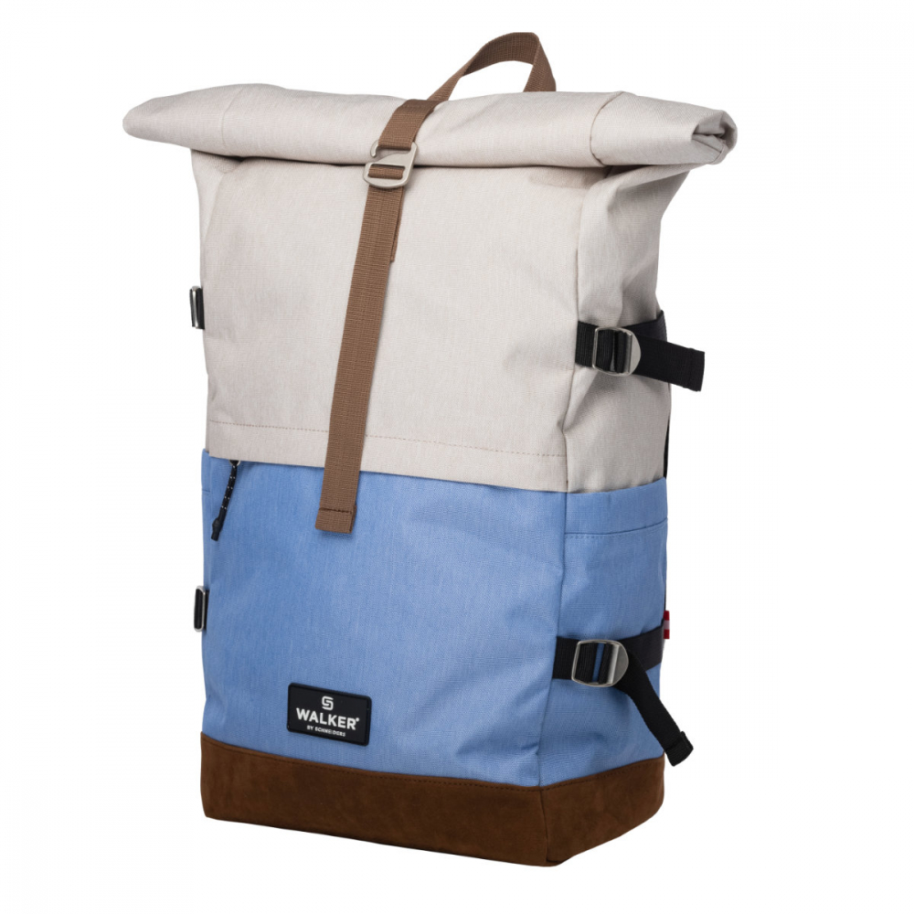 Rucsac lifestyle Roll Up Two, produs Walker by Schneiders, 29x45-64x17 cm, gri deschis-albastru niagara [1]