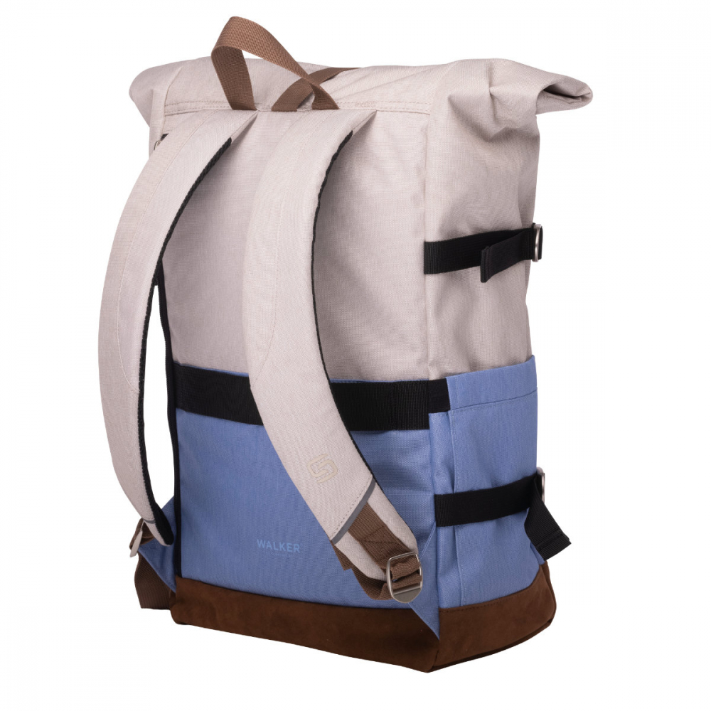 Rucsac lifestyle Roll Up Two, produs Walker by Schneiders, 29x45-64x17 cm, gri deschis-albastru niagara [2]