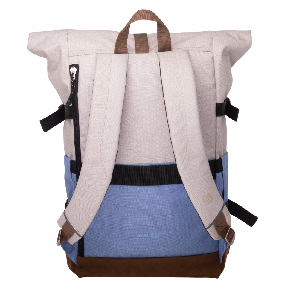 Rucsac lifestyle Roll Up Two, produs Walker by Schneiders, 29x45-64x17 cm, gri deschis-albastru niagara [3]