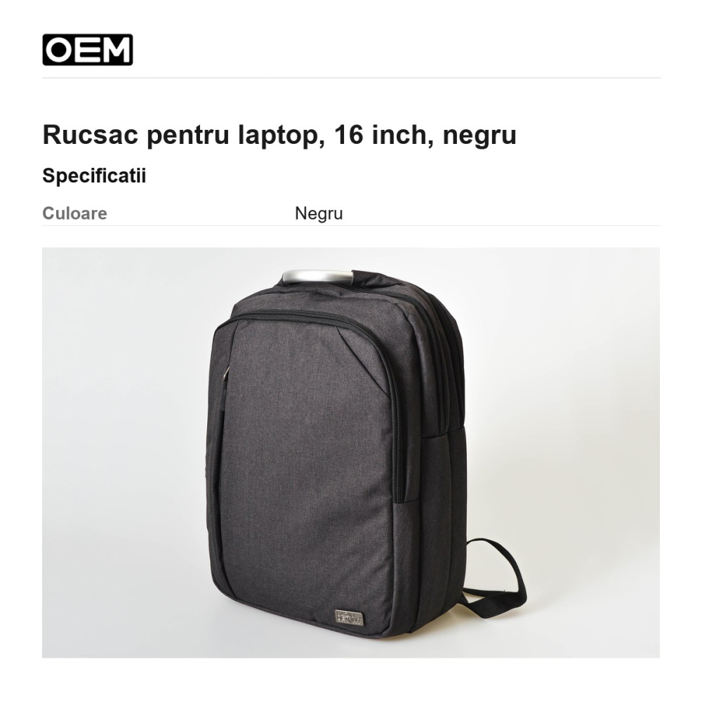 Rucsac pentru laptop, 16 inch, negru [3]