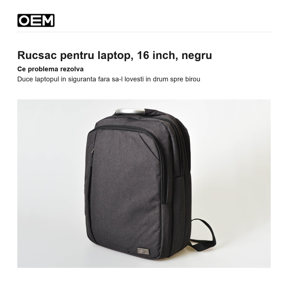 Rucsac pentru laptop, 16 inch, negru [2]