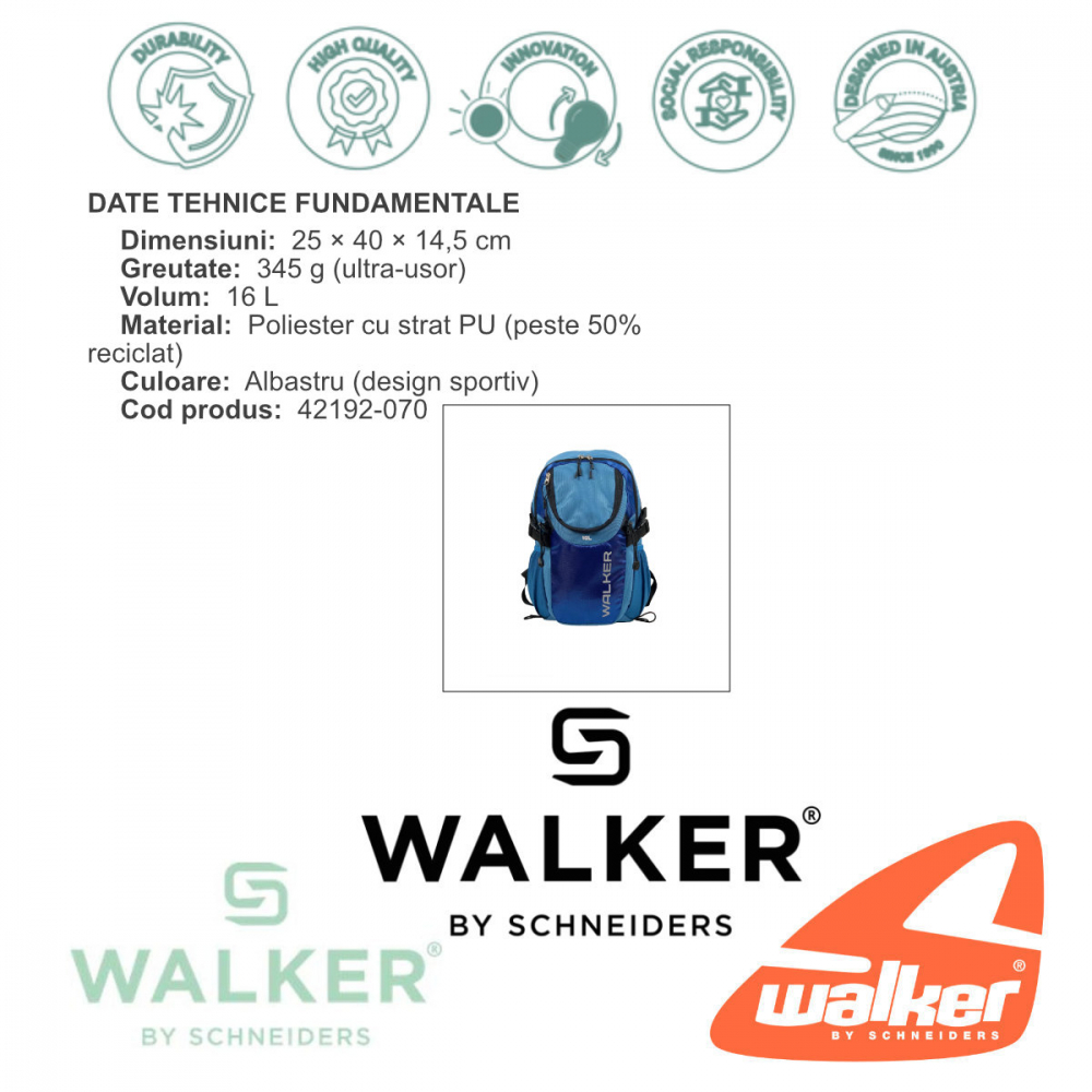 Rucsac Sport Flow, produs Walker by Schneiders, 25x40x14,5 cm, albastru [4]