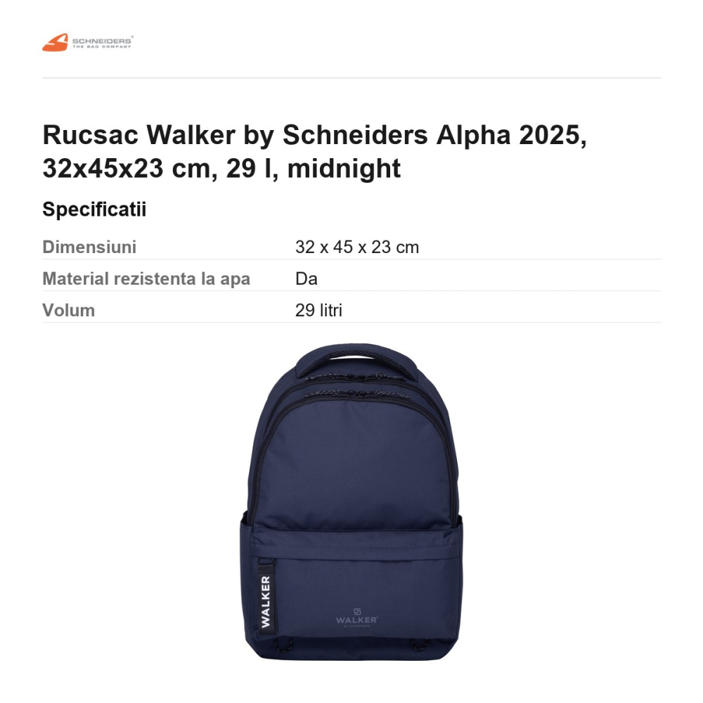 Rucsac Walker by Schneiders Alpha 2025, 32x45x23 cm, 29 l, midnight [3]
