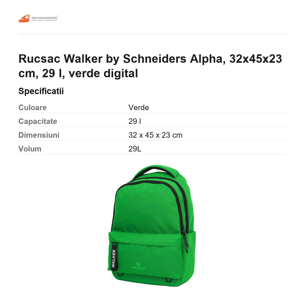Rucsac Walker by Schneiders Alpha, 32x45x23 cm, 29 l, verde digital [3]