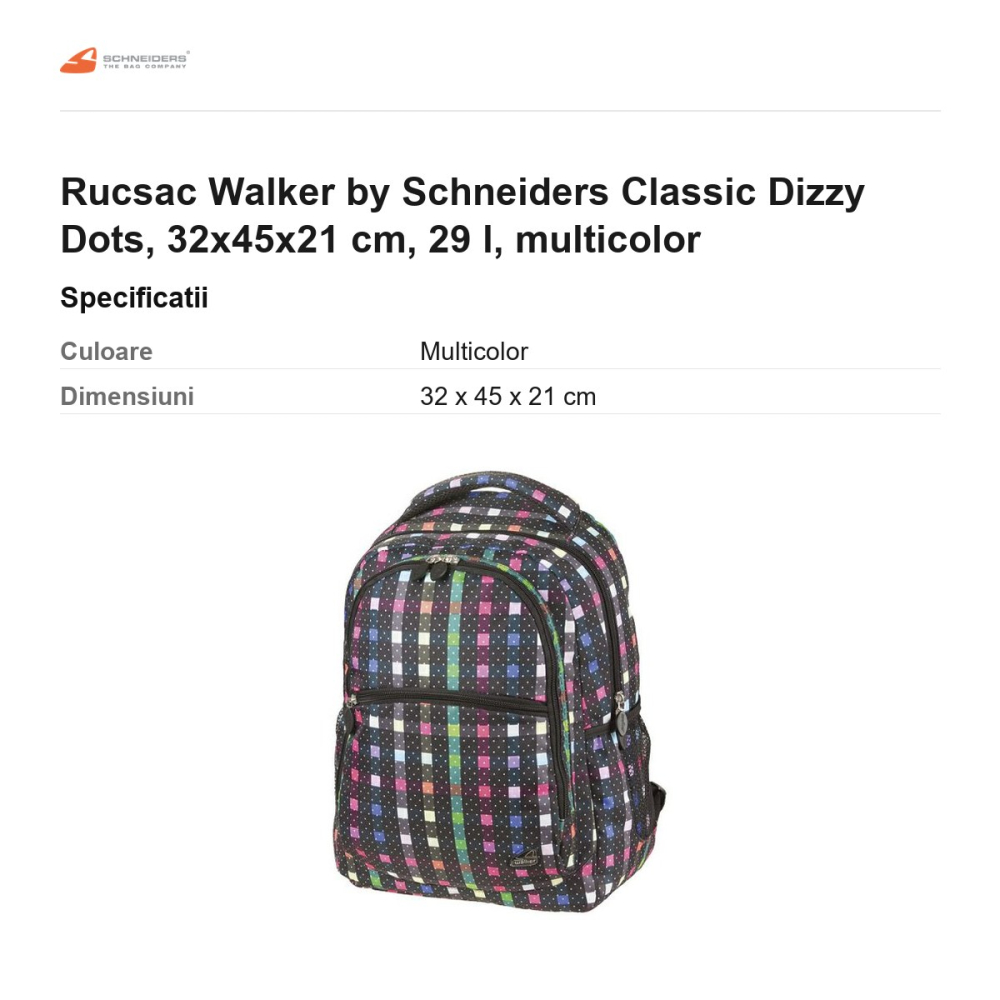 Rucsac Walker by Schneiders Classic Dizzy Dots, 32x45x21 cm, 29 l, multicolor [3]