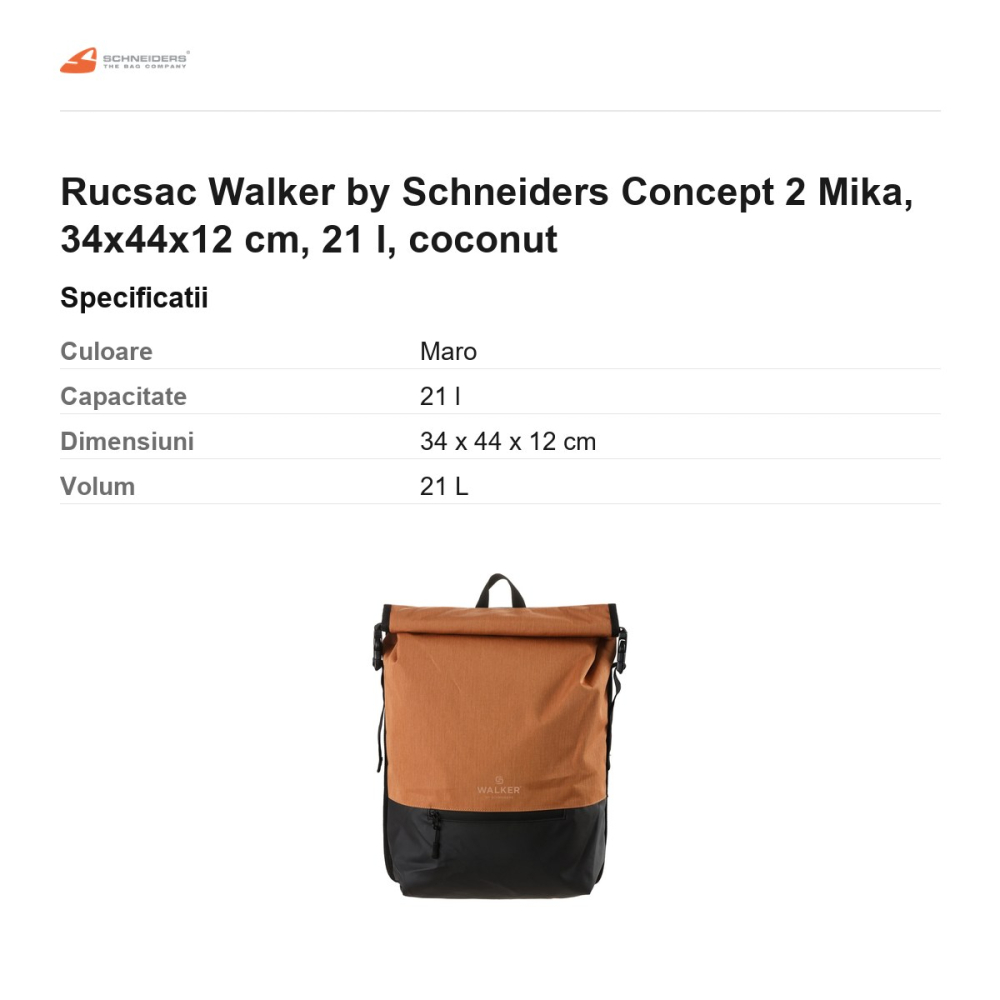 Rucsac Walker by Schneiders Concept 2 Mika, 34x44x12 cm, 21 l, coconut [3]