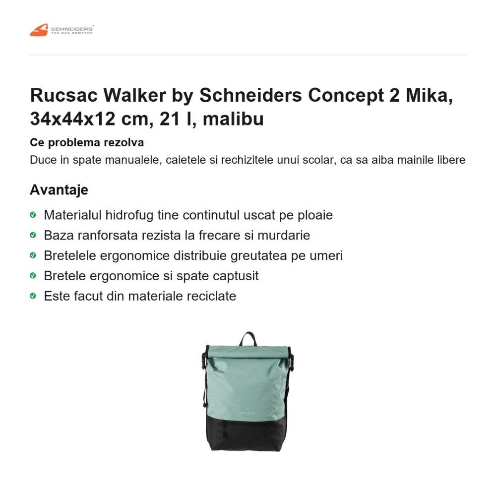 Rucsac Walker by Schneiders Concept 2 Mika, 34x44x12 cm, 21 l, malibu [2]