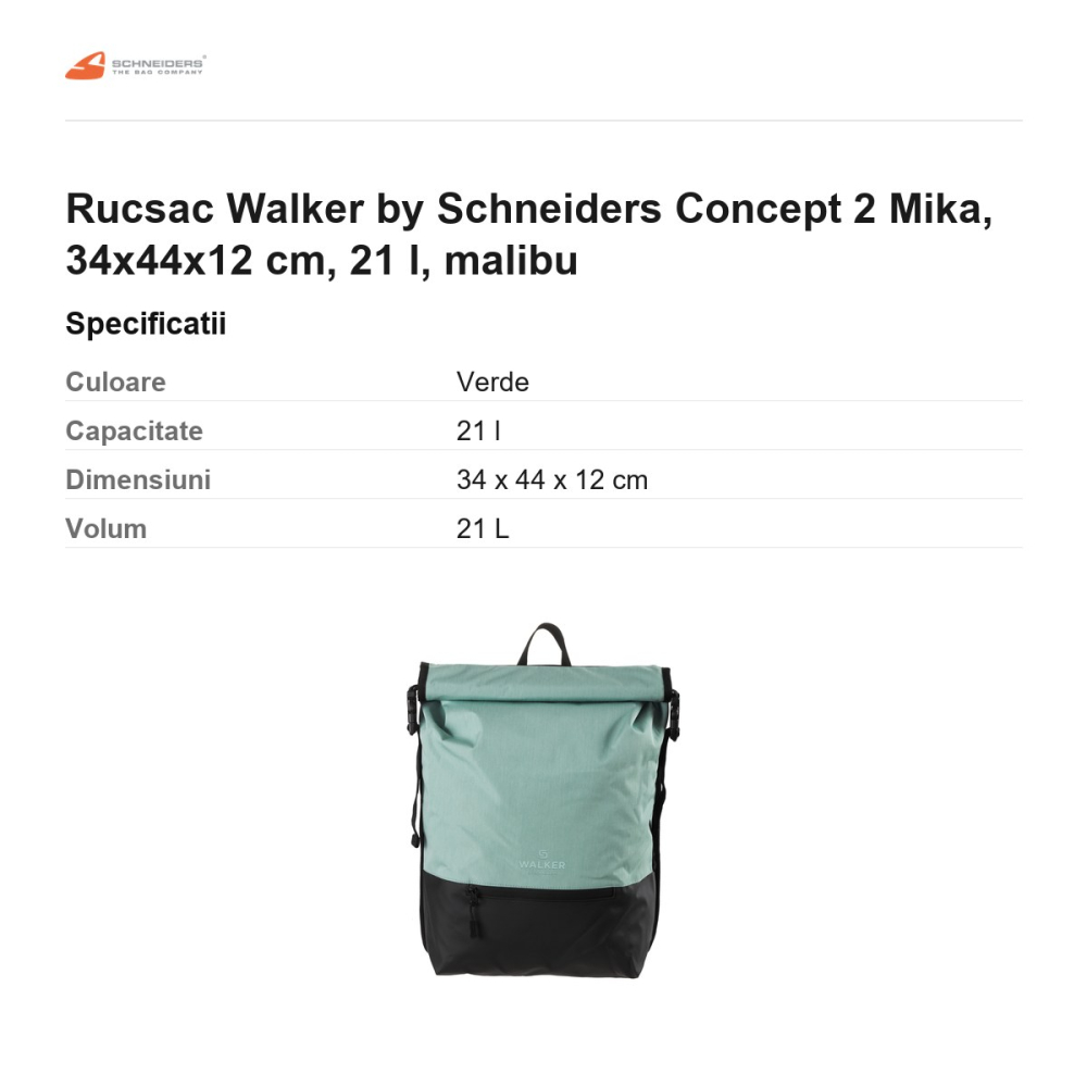 Rucsac Walker by Schneiders Concept 2 Mika, 34x44x12 cm, 21 l, malibu [3]