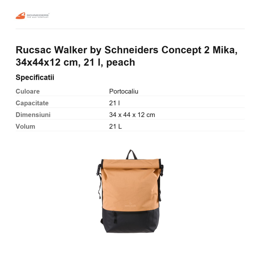 Rucsac Walker by Schneiders Concept 2 Mika, 34x44x12 cm, 21 l, peach [3]