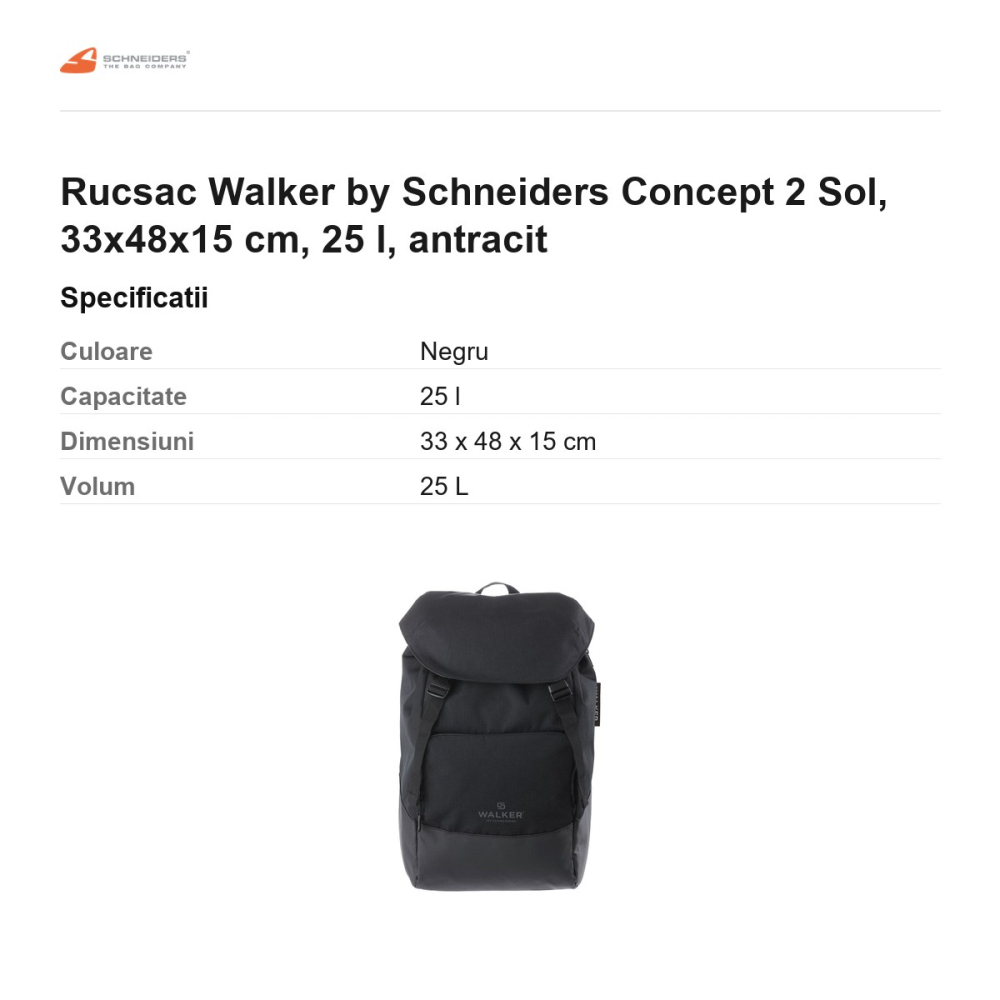 Rucsac Walker by Schneiders Concept 2 Sol, 33x48x15 cm, 25 l, antracit [3]