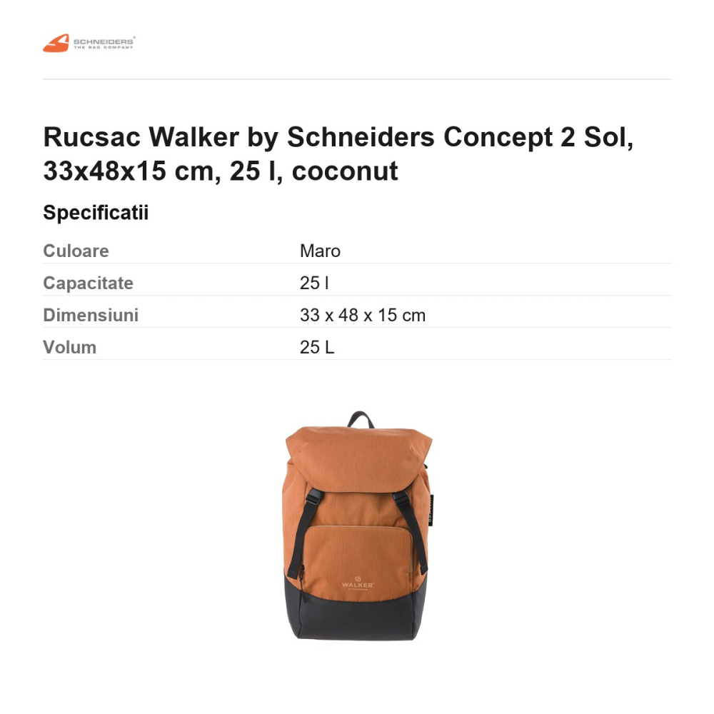 Rucsac Walker by Schneiders Concept 2 Sol, 33x48x15 cm, 25 l, coconut [3]