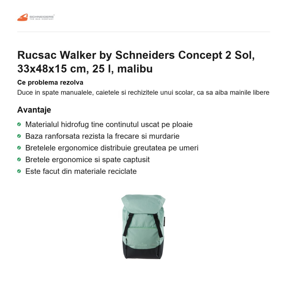 Rucsac Walker by Schneiders Concept 2 Sol, 33x48x15 cm, 25 l, malibu [2]
