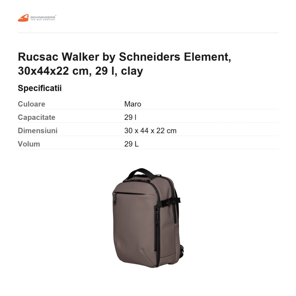 Rucsac Walker by Schneiders Element, 30x44x22 cm, 29 l, clay [3]