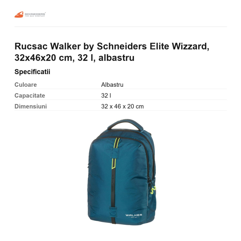 Rucsac Walker by Schneiders Elite Wizzard, 32x46x20 cm, 32 l, albastru [3]