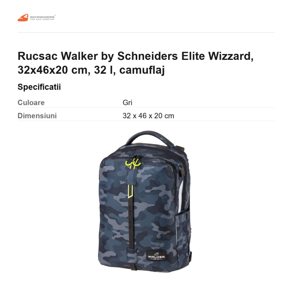 Rucsac Walker by Schneiders Elite Wizzard, 32x46x20 cm, 32 l, camuflaj [3]