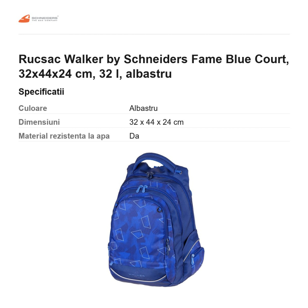 Rucsac Walker by Schneiders Fame Blue Court, 32x44x24 cm, 32 l, albastru [3]
