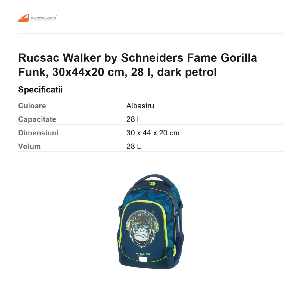 Rucsac Walker by Schneiders Fame Gorilla Funk, 30x44x20 cm, 28 l, dark petrol [3]