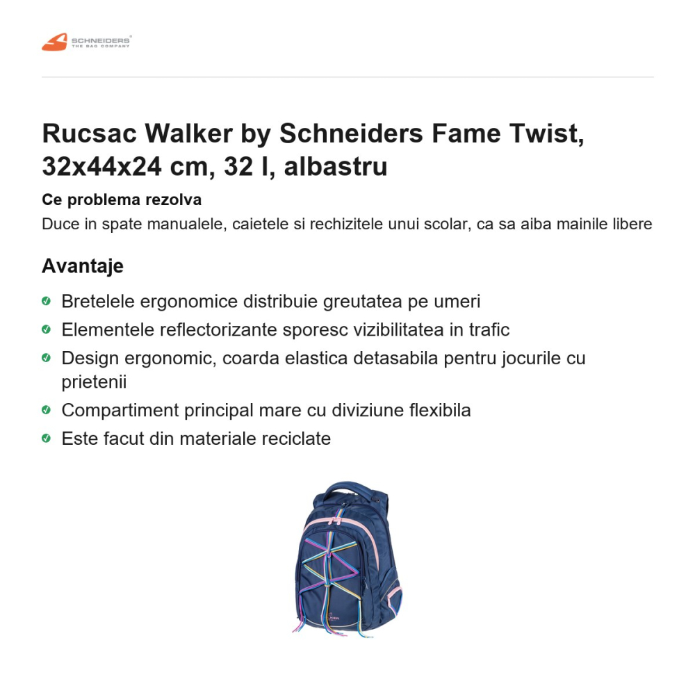 Rucsac Walker by Schneiders Fame Twist, 32x44x24 cm, 32 l, albastru [2]