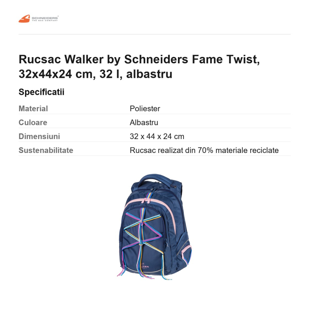 Rucsac Walker by Schneiders Fame Twist, 32x44x24 cm, 32 l, albastru [3]