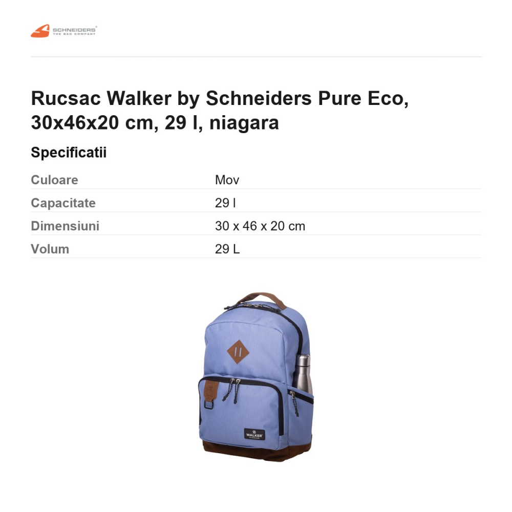 Rucsac Walker by Schneiders Pure Eco, 30x46x20 cm, 29 l, niagara [3]