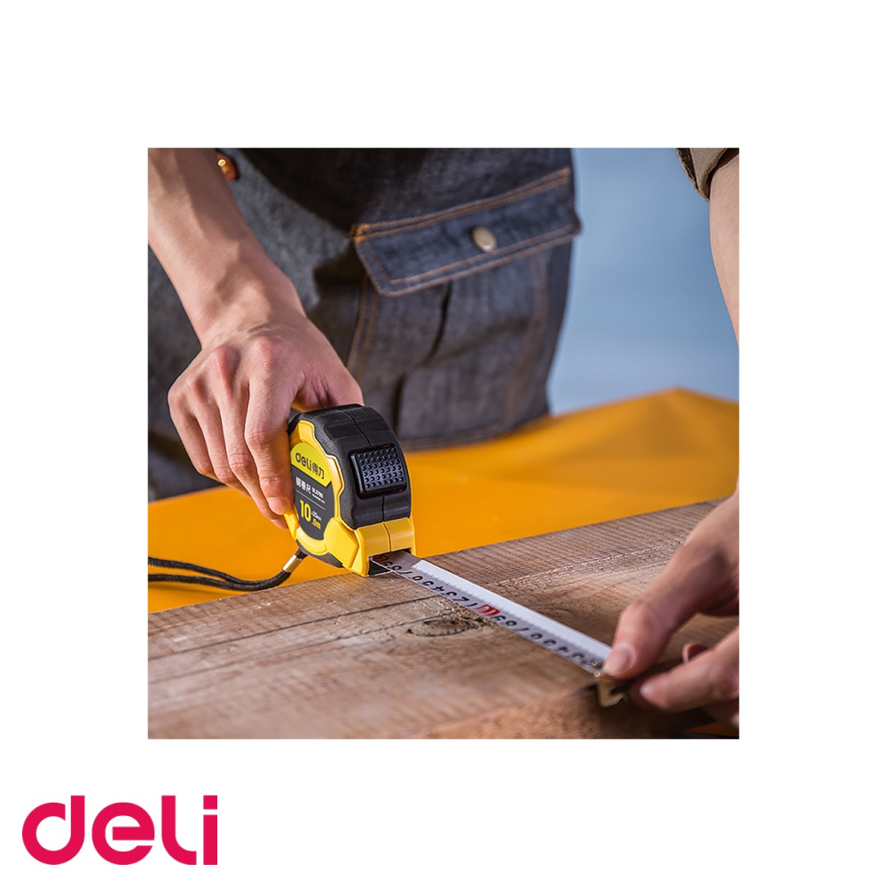 Ruleta de masurare Deli, banda otel 10m x 25mm, carcasa ABS rezistenta la socuri, pentru interior si exterior [4]