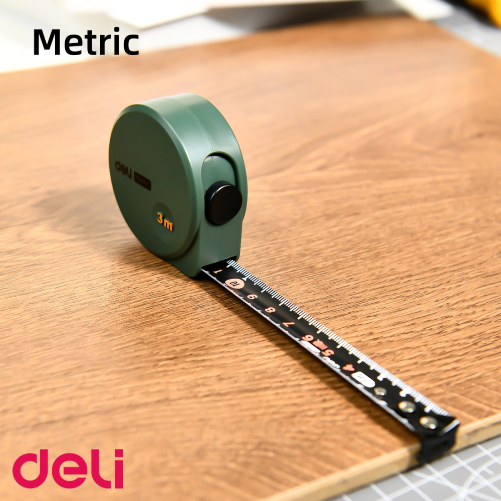 Ruleta de masurare Deli Home Series Verde, banda otel carbon 3 m x 16 mm, blocare automata, uz casnic si profesional [5]